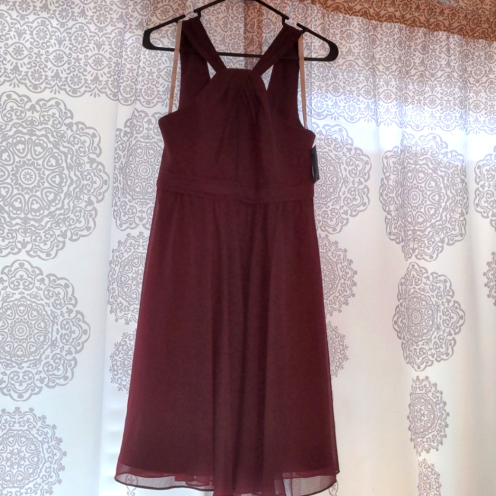 David's Bridal Short Chiffon Bridesmaid Dress